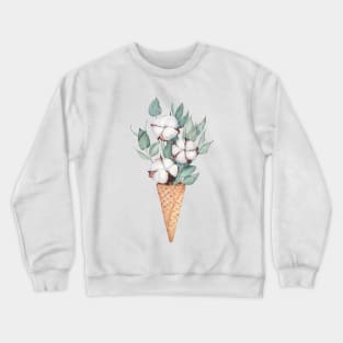 Cotton and eucalyptus bouquet in the waffle cone. Crewneck Sweatshirt